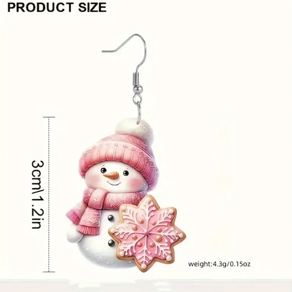 NEW Acrylic Snowflake and Snowman Dangle Earrings - Picture 7 of 7